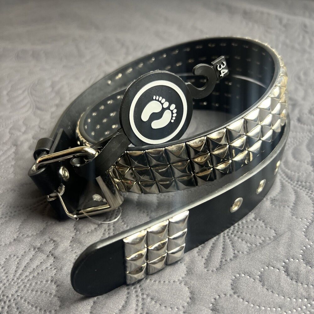 Hang Ten Punk Rock Y2K Studded Removable Buckle Bonded Leather Unisex Belt SZ 34
